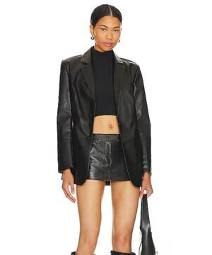 Superdown | Marissa Blazer in Black Vegan Leather S
